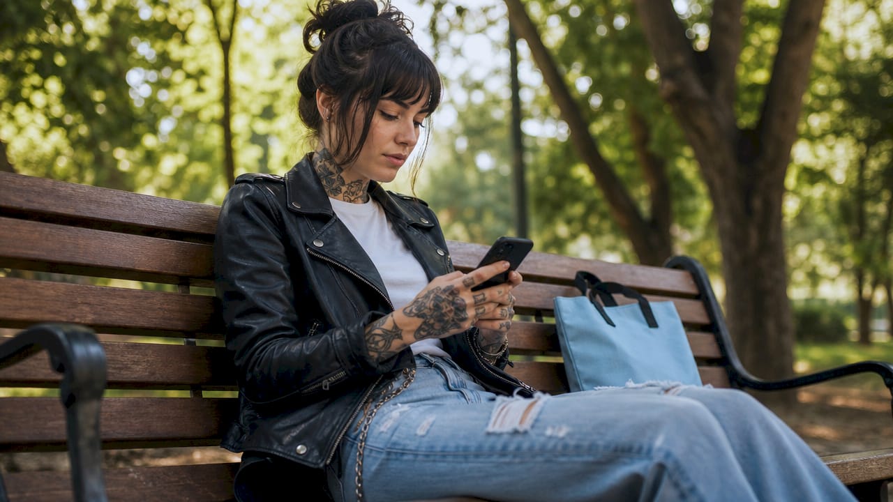 Client booking tattoo appointment on phone