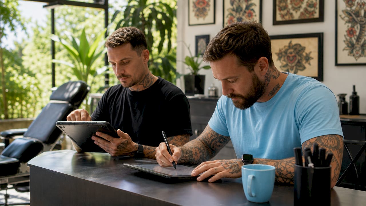 Tattoo artists using mobile booking technology