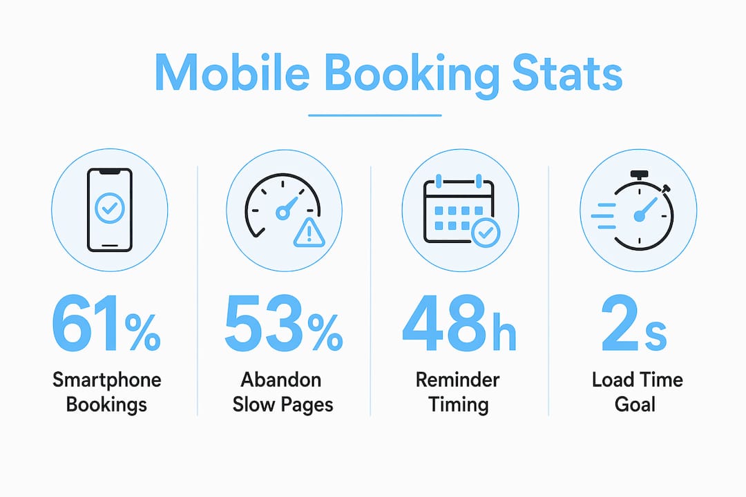 Infographic illustrating key mobile booking statistics