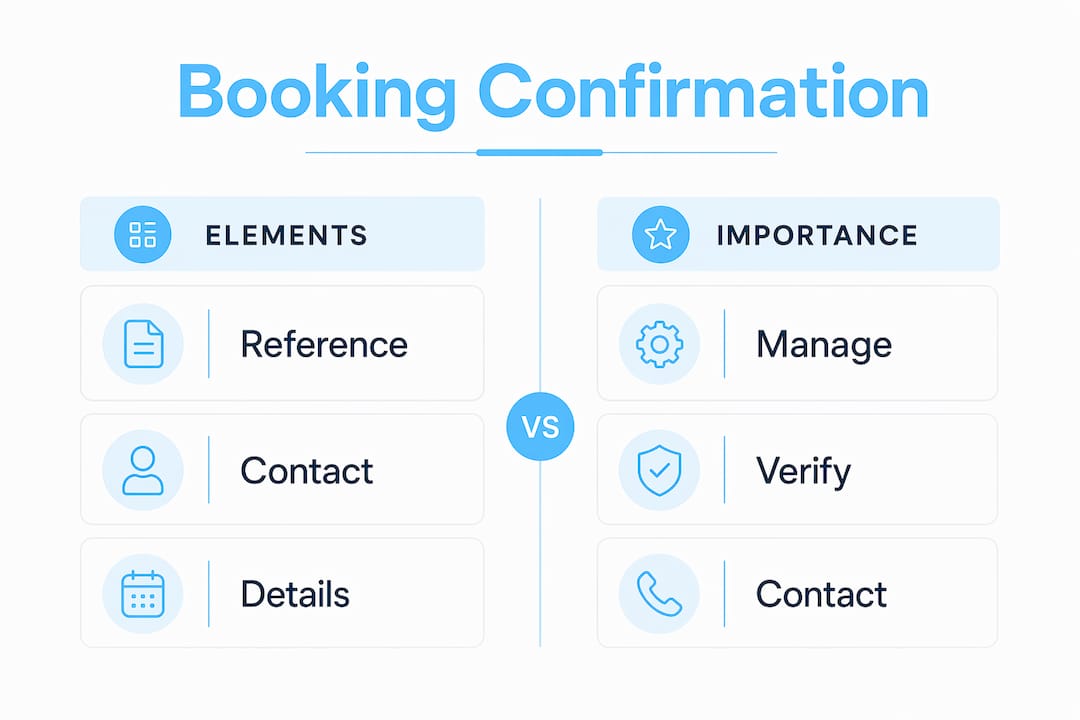 Infographic comparing booking confirmation elements and importance