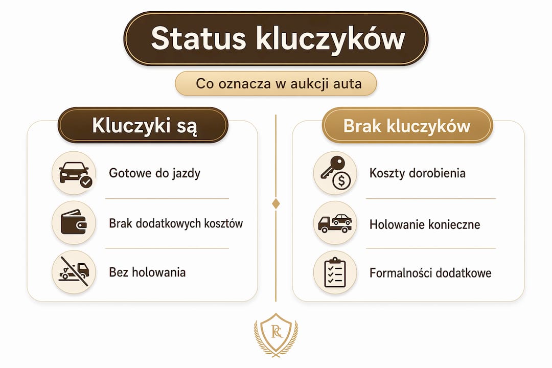Grafika pokazująca porównanie dostępności kluczyków przy sprzedaży samochodu na aukcji