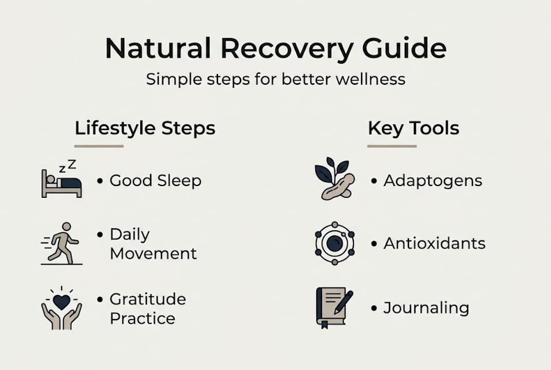 Infographic showing steps and tools for natural recovery