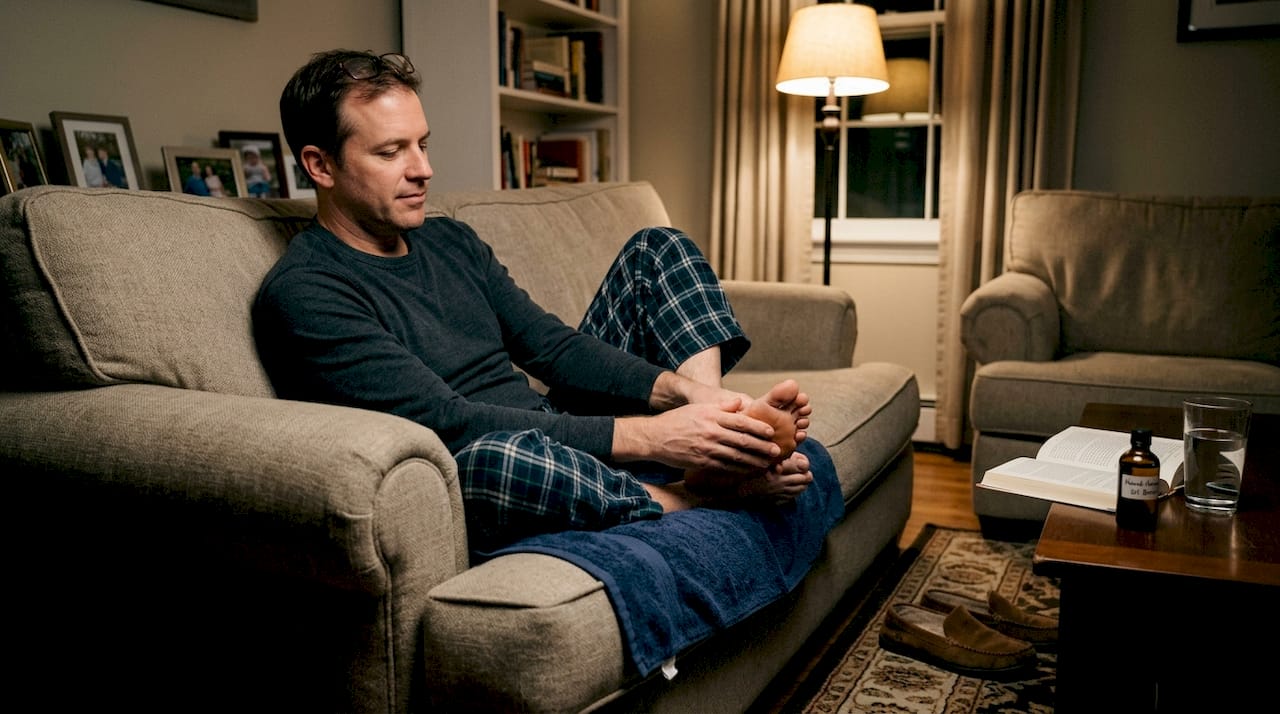 Man doing evening Ayurvedic recovery routine