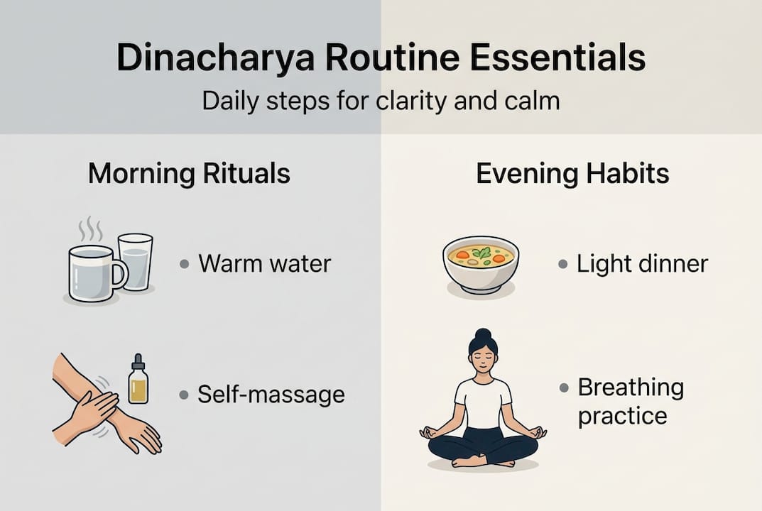 Infographic of ayurvedic daily routine steps