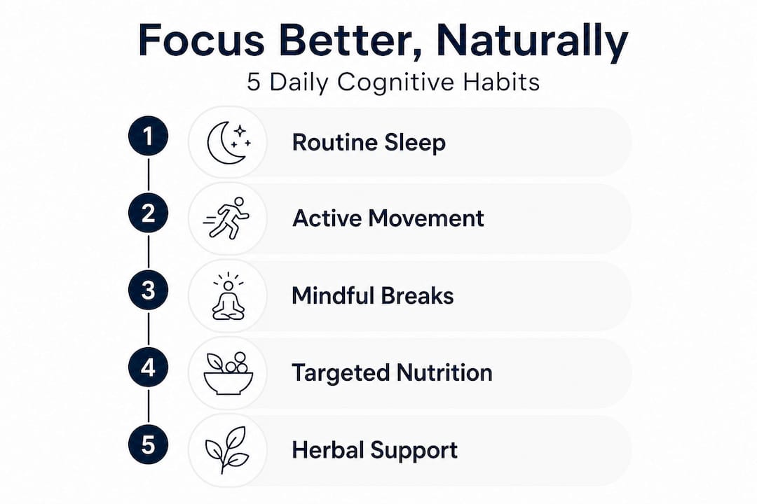 Infographic daily habits for cognitive support