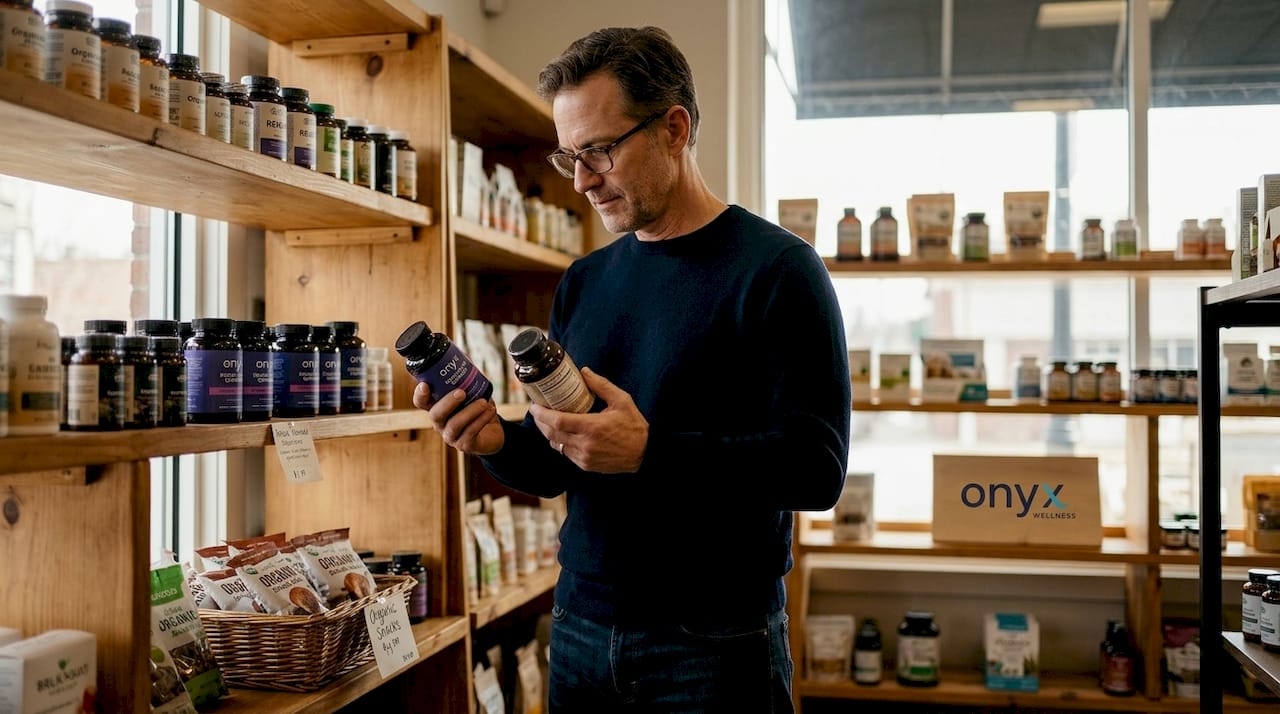 Customer comparing reishi mushroom supplements