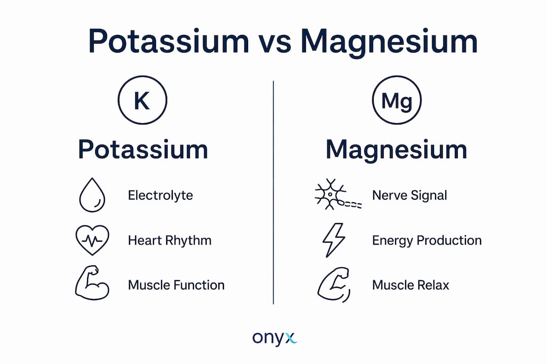 Infographic comparing potassium and magnesium benefits