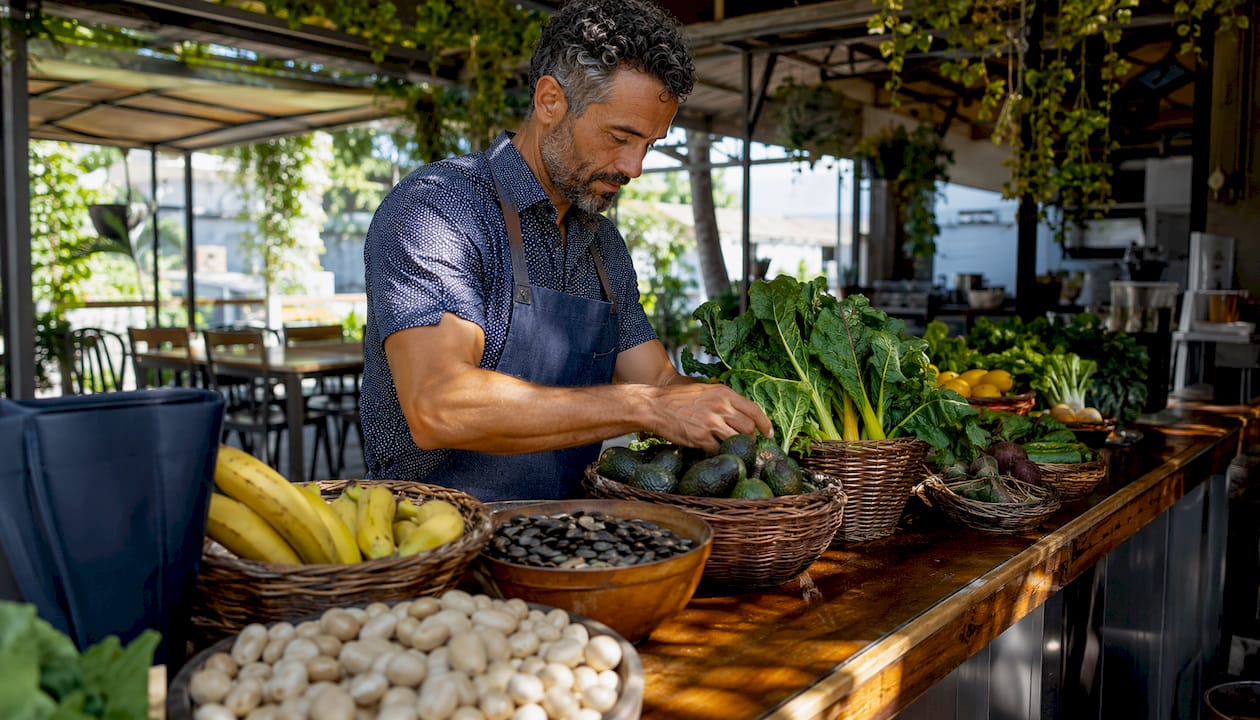 Farmer's market with magnesium-rich foods
