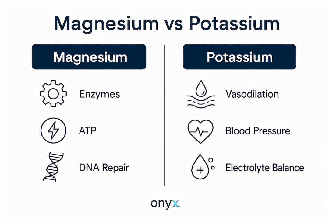 Infographic comparing magnesium and potassium benefits