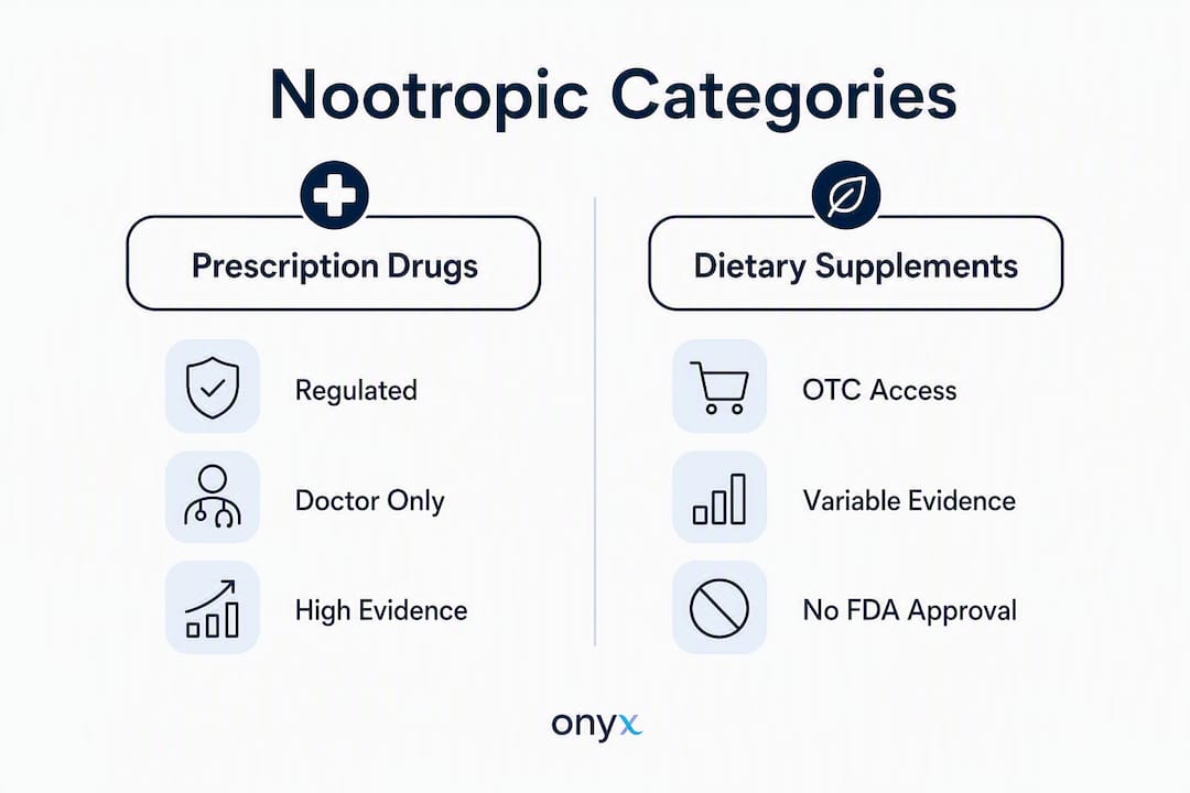 Infographic comparing categories of nootropics