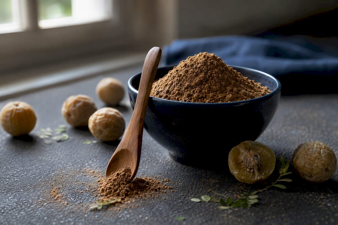 Bowl of triphala powder with spoon