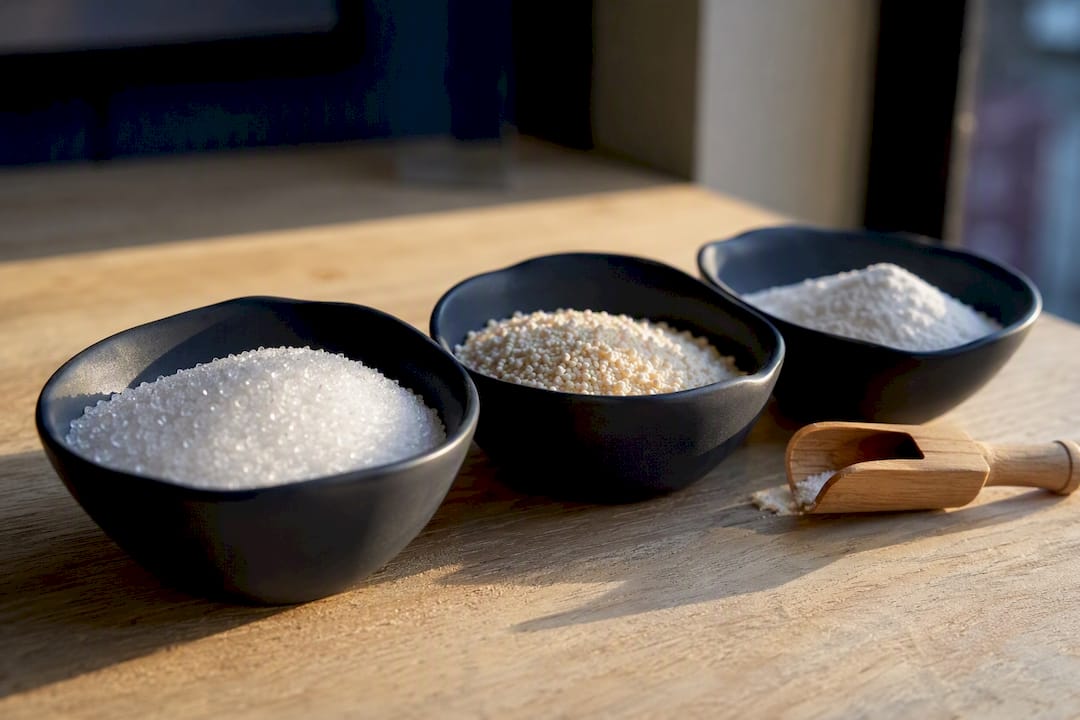 Ceramic bowls with different sugar alcohols