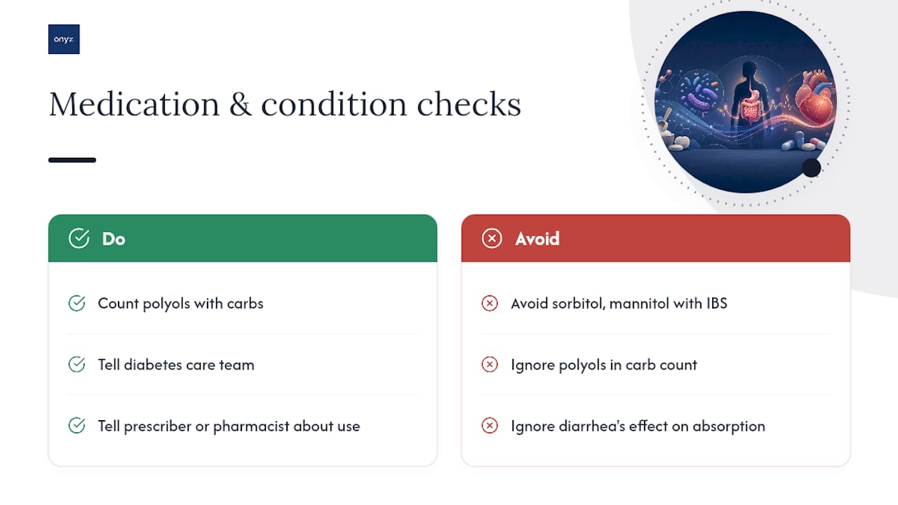 Do Sugar Alcohols Interact With Medications or Health Conditions? — overview diagram