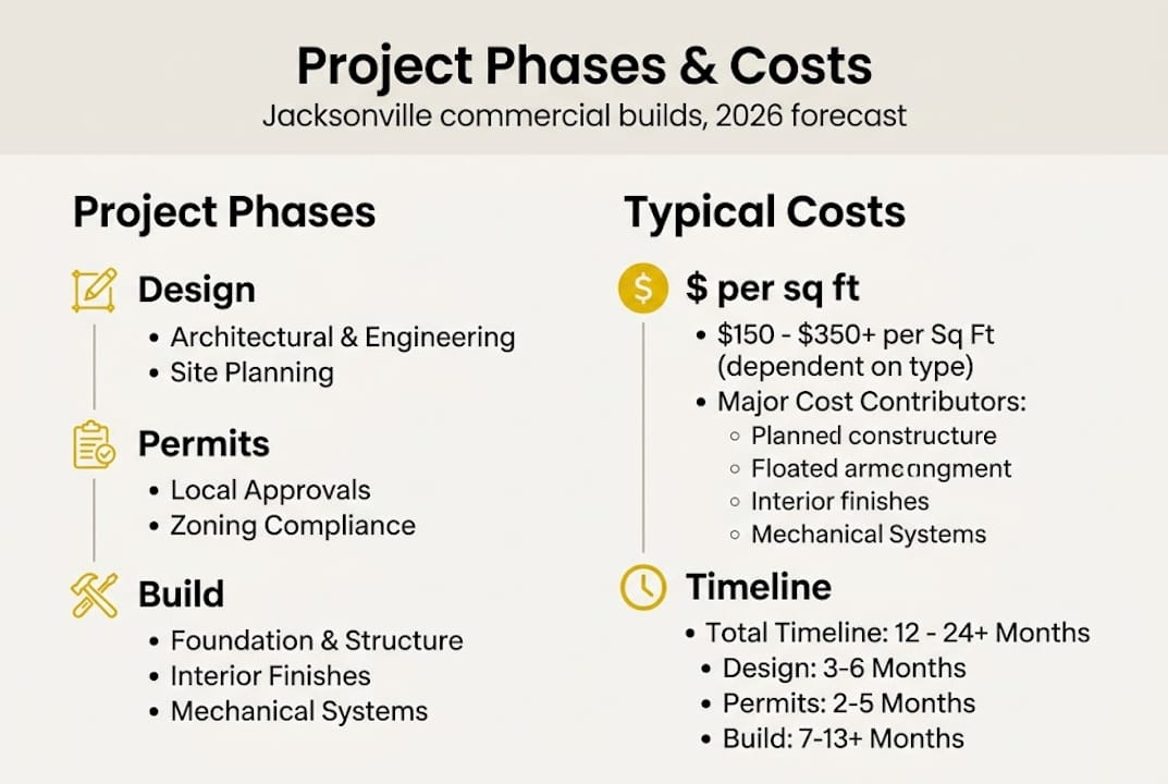 Infographic showing project phases and costs