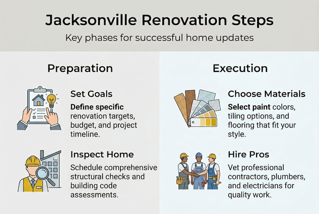 Infographic showing renovation steps and key phases