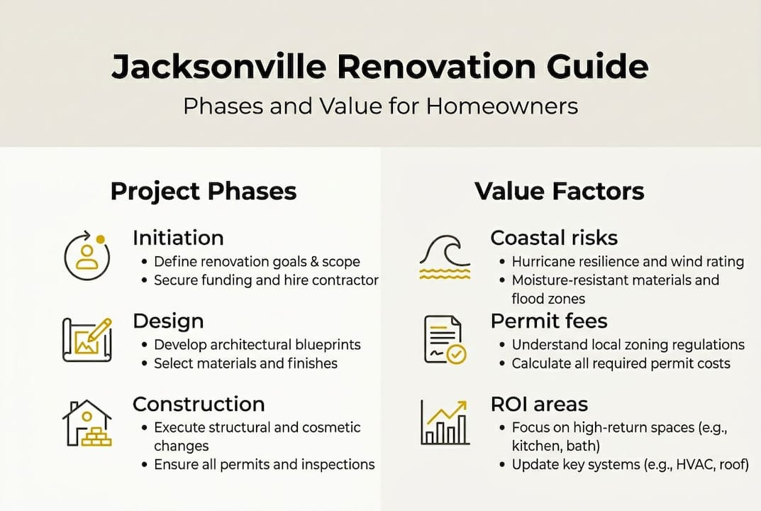 Infographic showing renovation phases and value