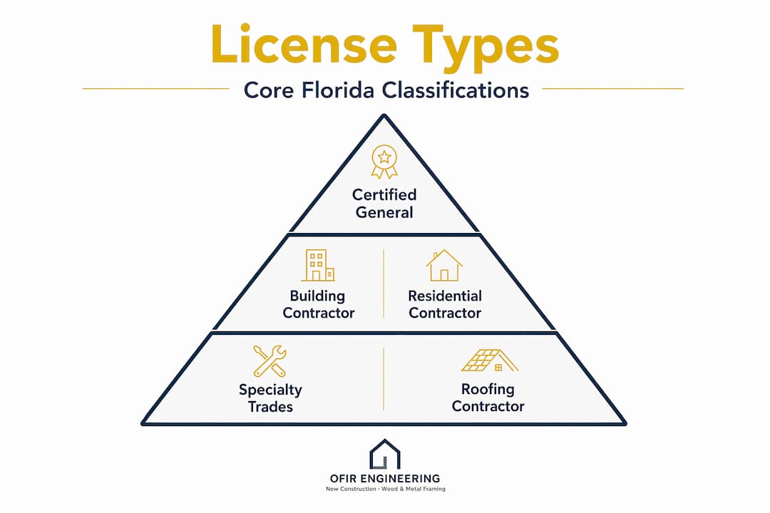 Infographic showing hierarchy of Florida contractor licenses