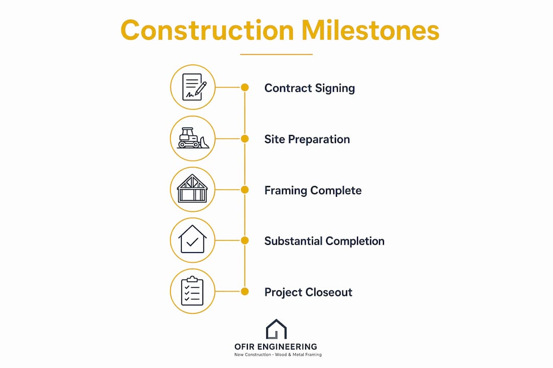 Infographic illustrating residential construction milestones