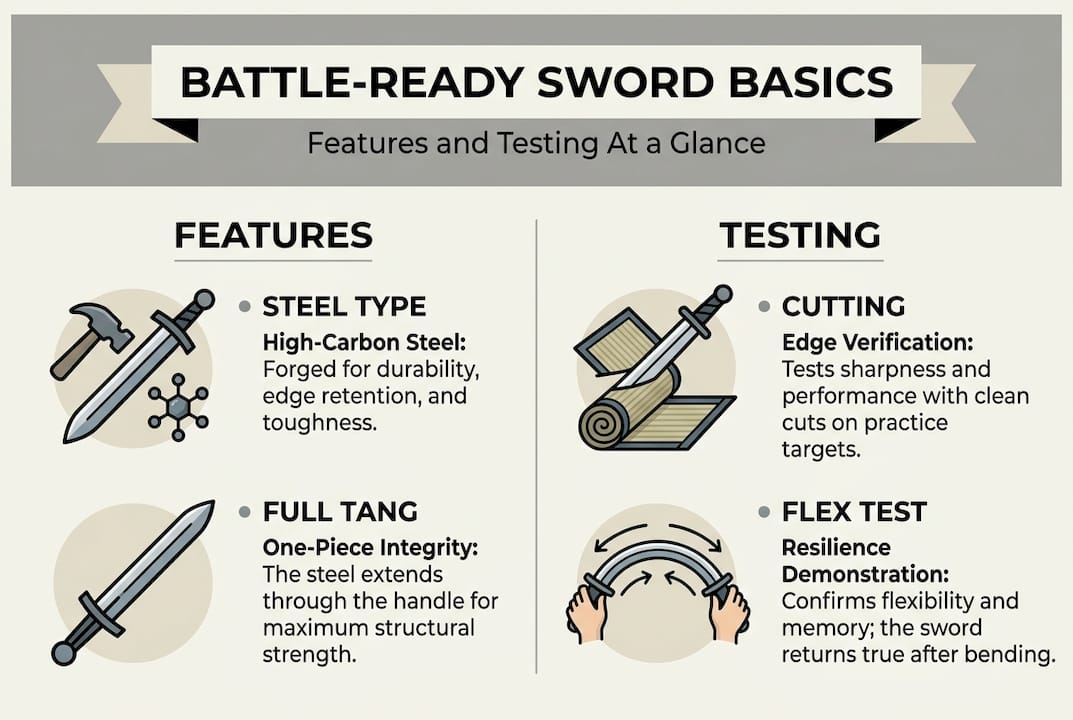 Infographic highlights sword features and testing methods
