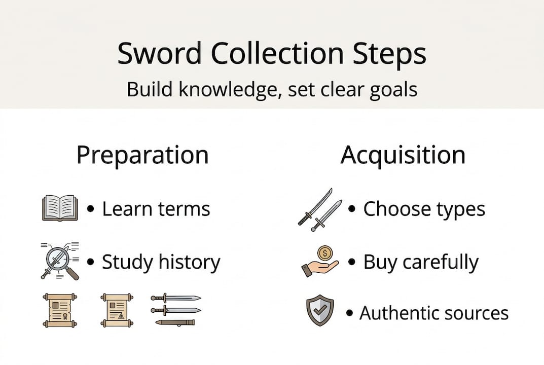 Infographic shows key sword collecting steps overview