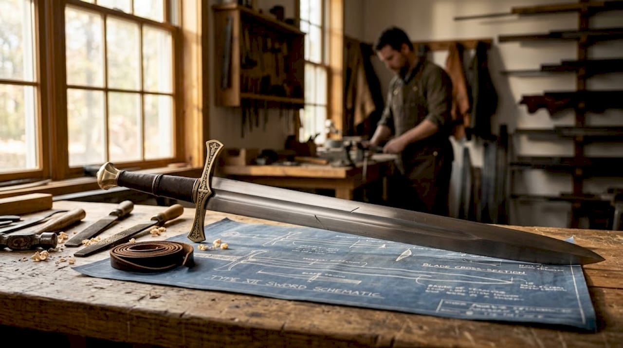 Type XII sword on workbench blueprint