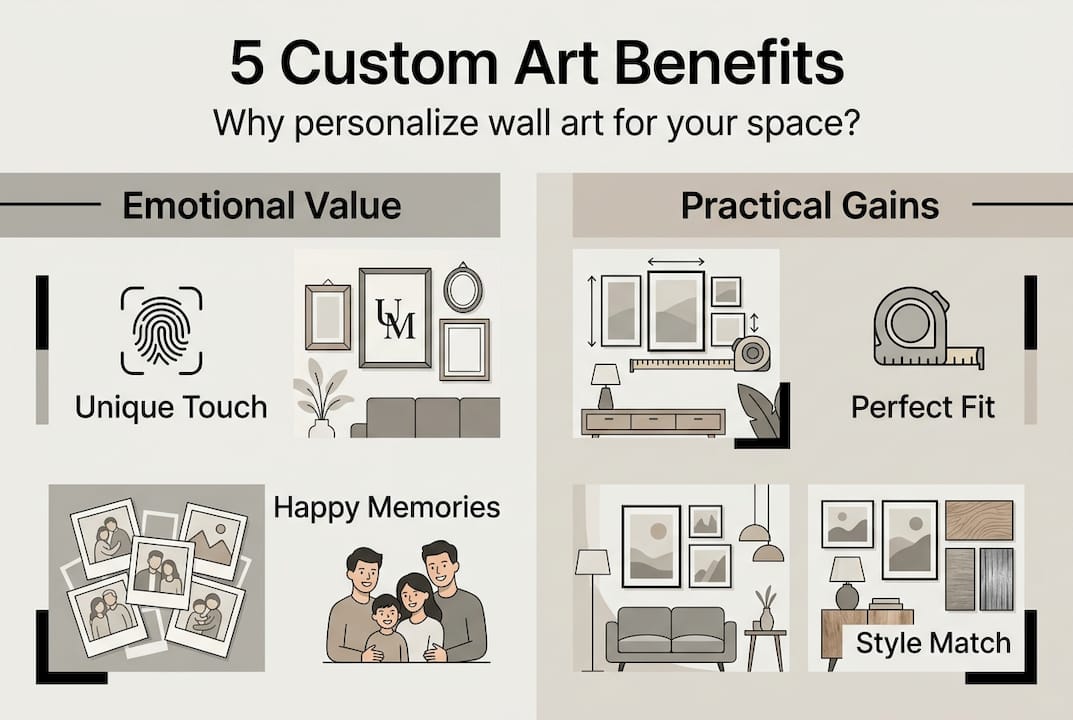 Infographic of five key reasons for custom art