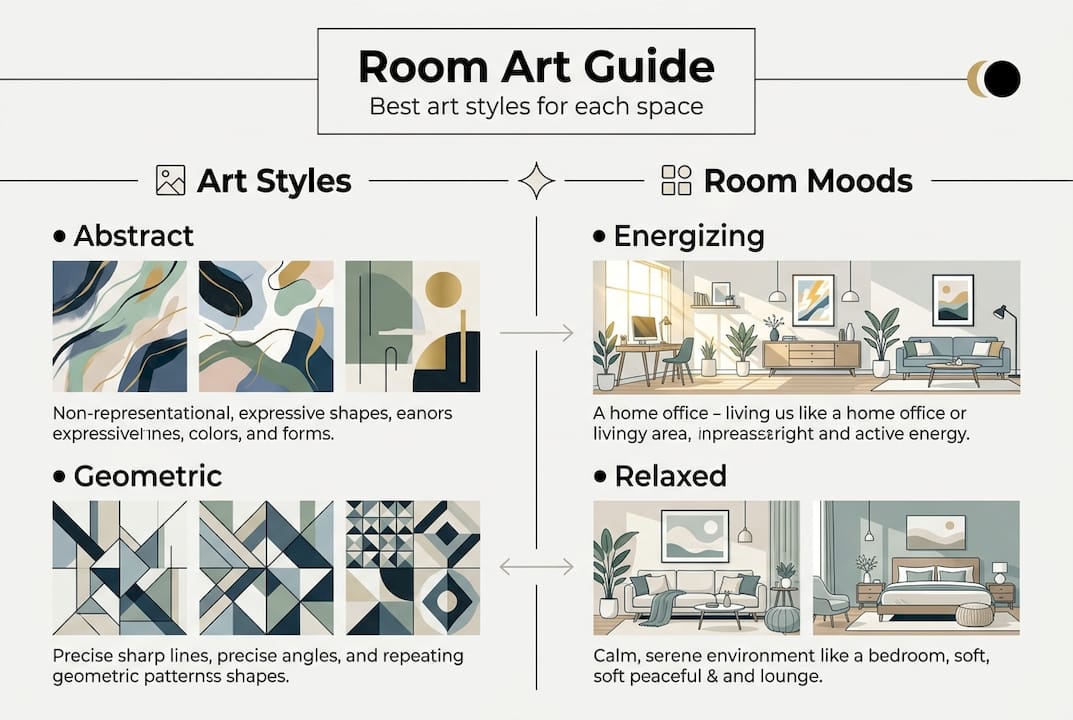 Infographic showing art styles for room moods