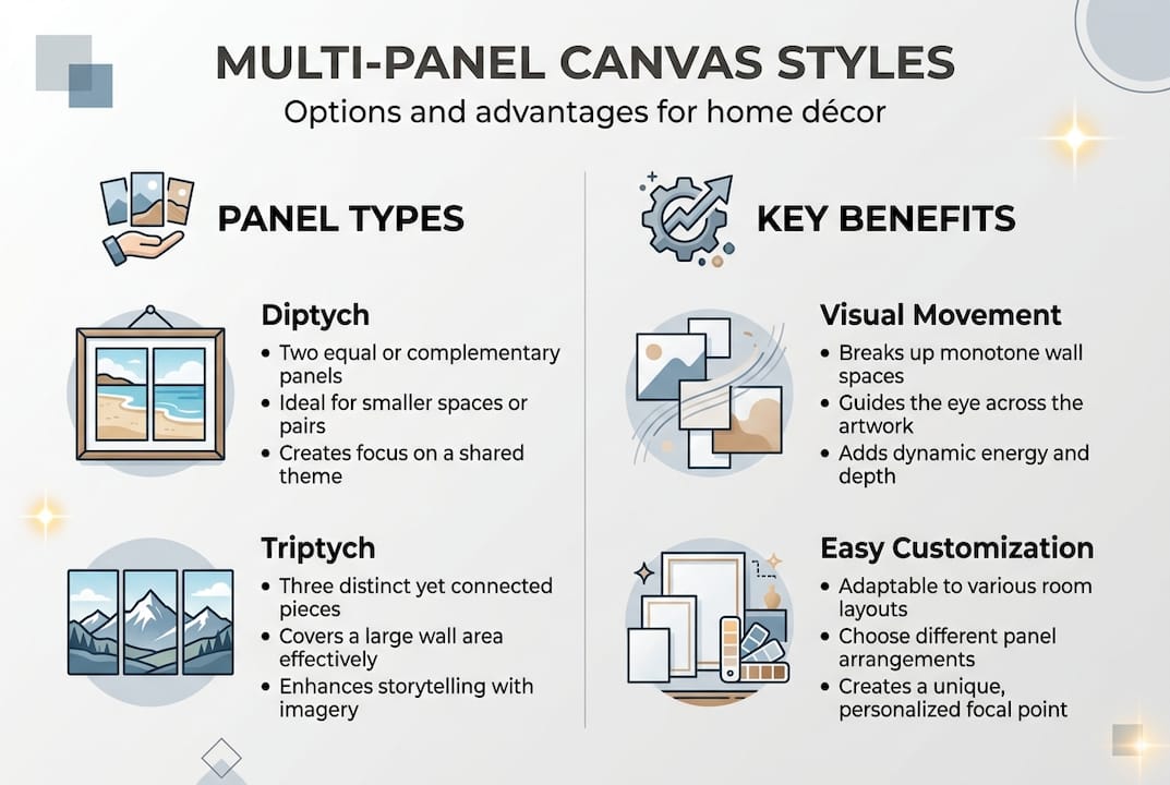 Infographic of multi-panel print types and benefits