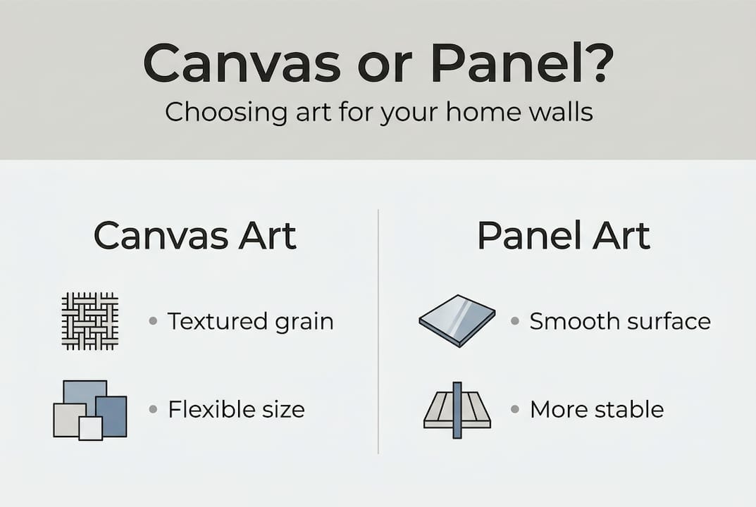 Infographic comparing canvas art and panel features