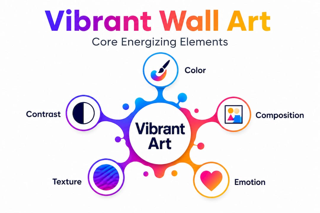 Infographic core elements of vibrant wall art