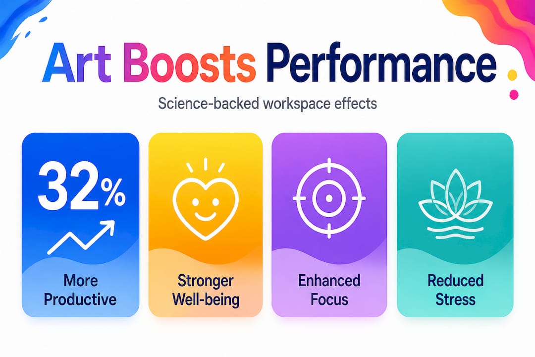 Infographic showing art’s impact on productivity and well-being
