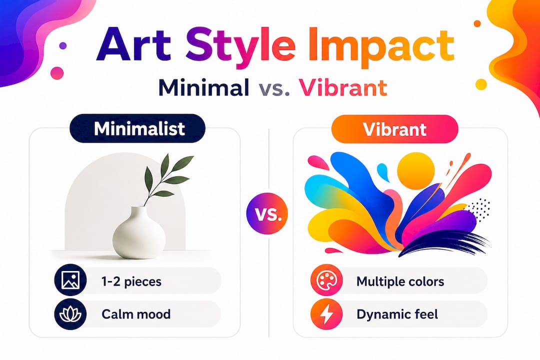 Infographic comparing minimalist versus vibrant art styles