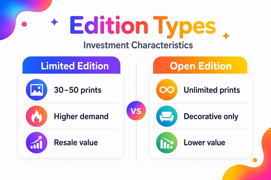 Infographic comparing limited and open edition art prints