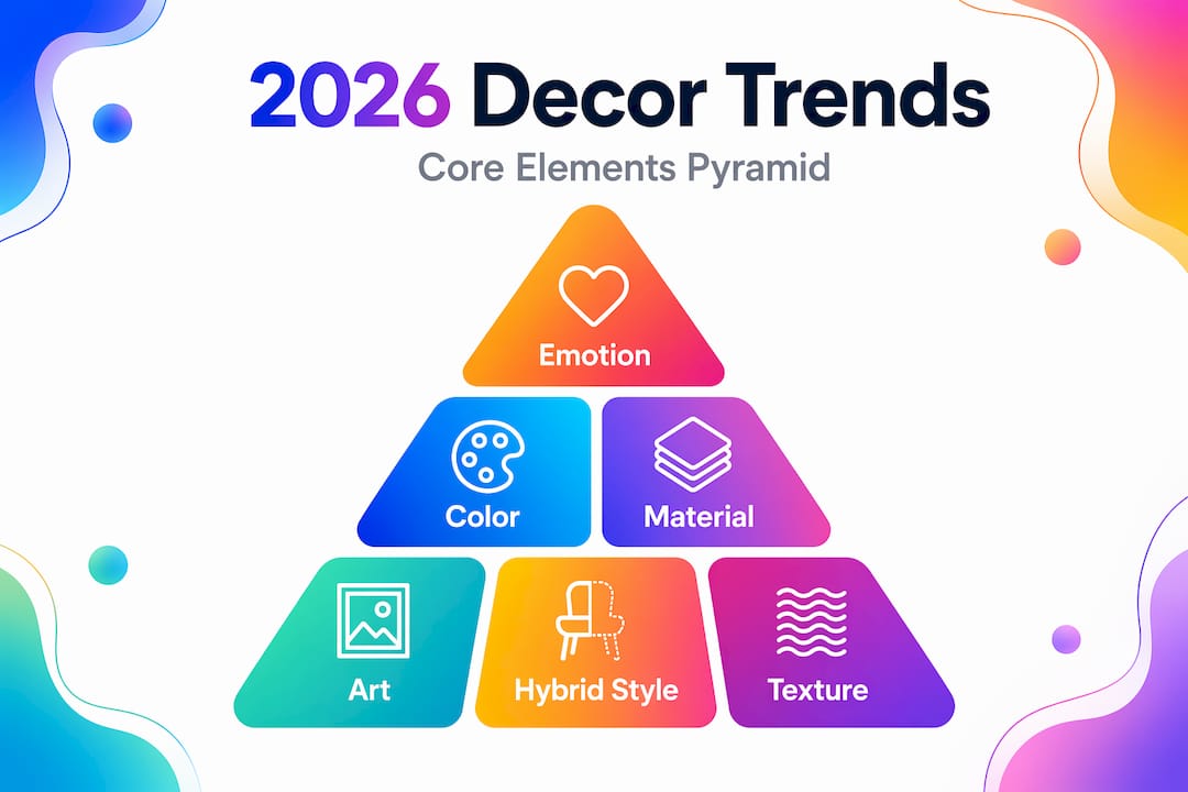 Pyramid infographic of core 2026 decor trends