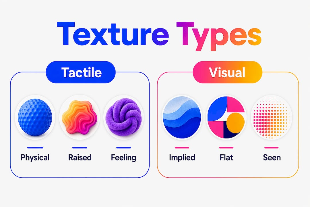 Infographic comparing tactile and visual texture types