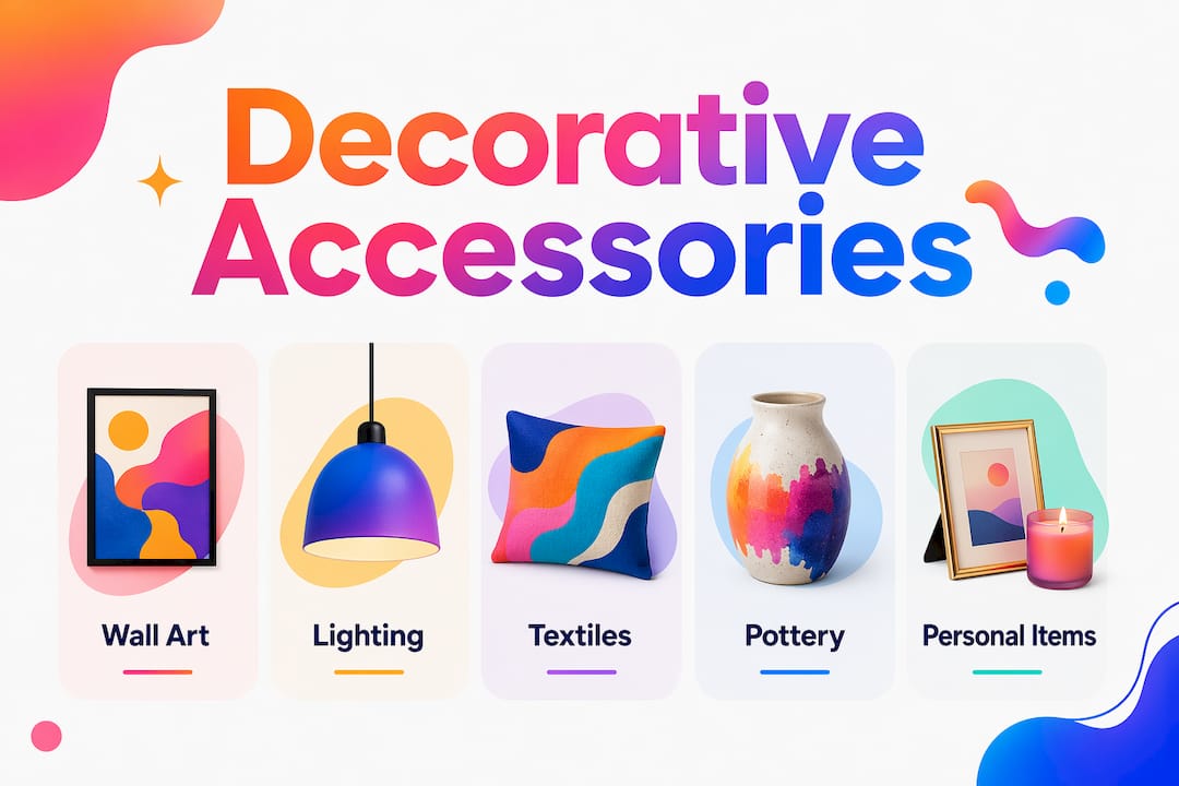 Infographic showing main types of decorative accessories