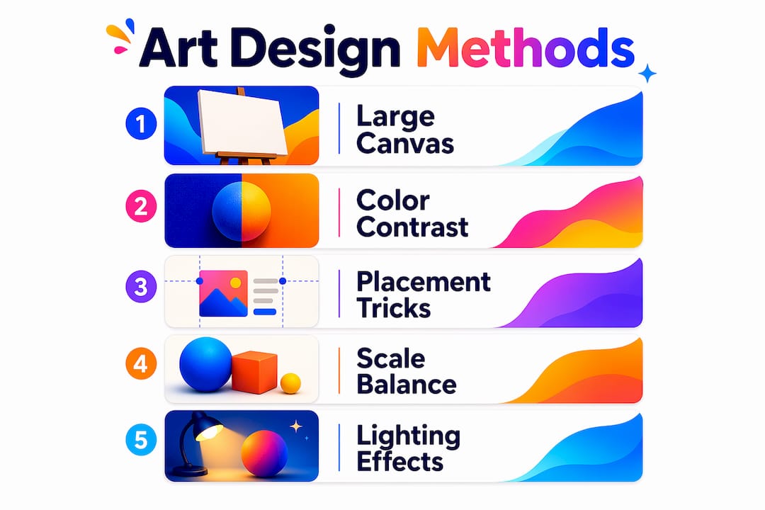 Infographic showing art design methods to transform space