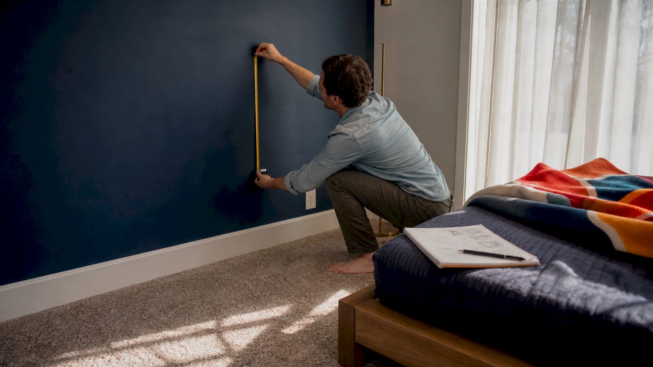 Measuring wall height above bedroom headboard