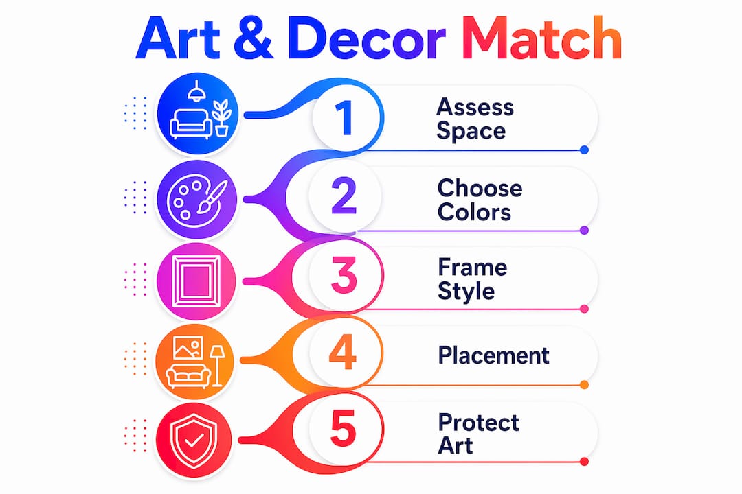 Infographic outlining steps to match art with decor