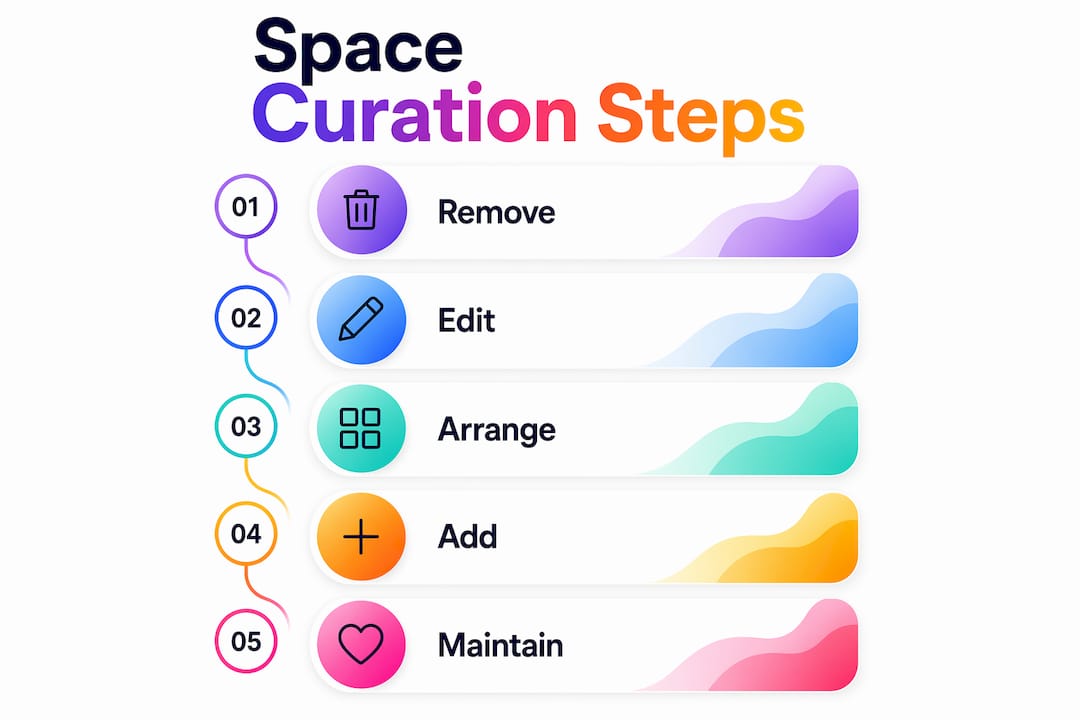 Infographic showing space curation process steps