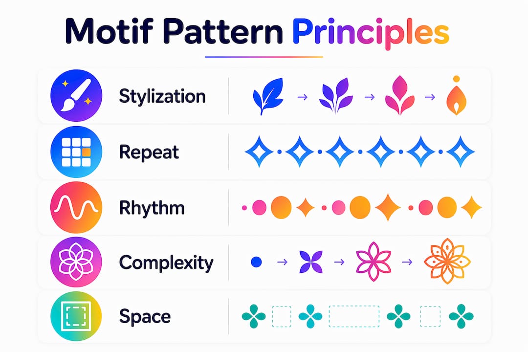 Infographic illustrating motif design principles
