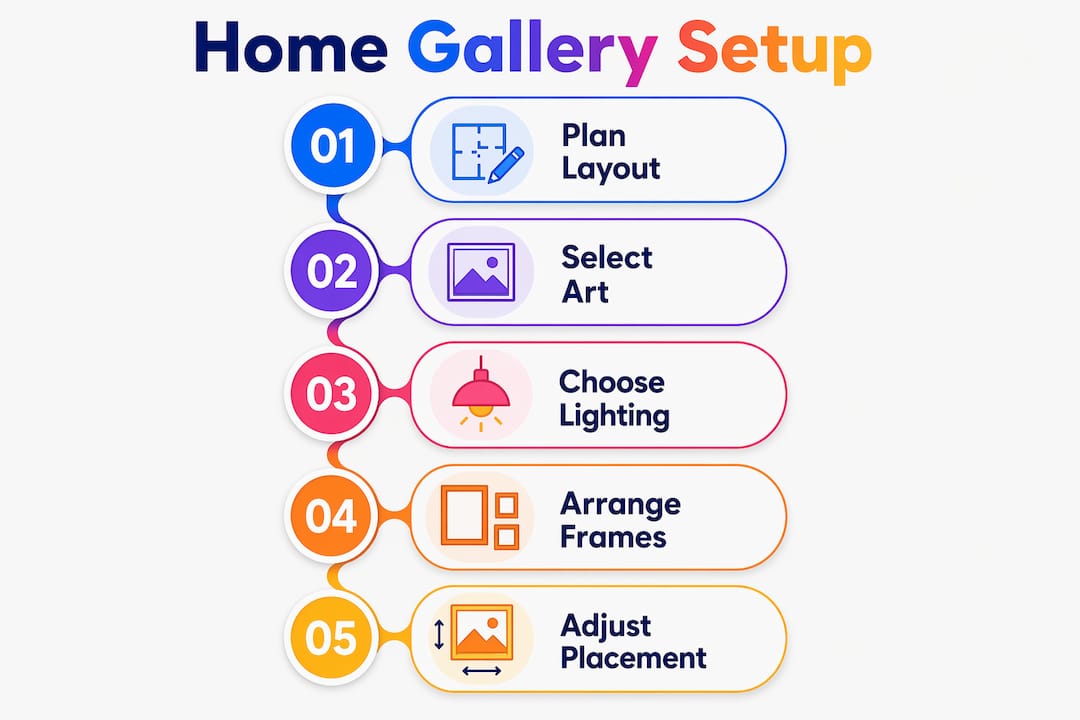 Infographic illustrating home gallery setup steps