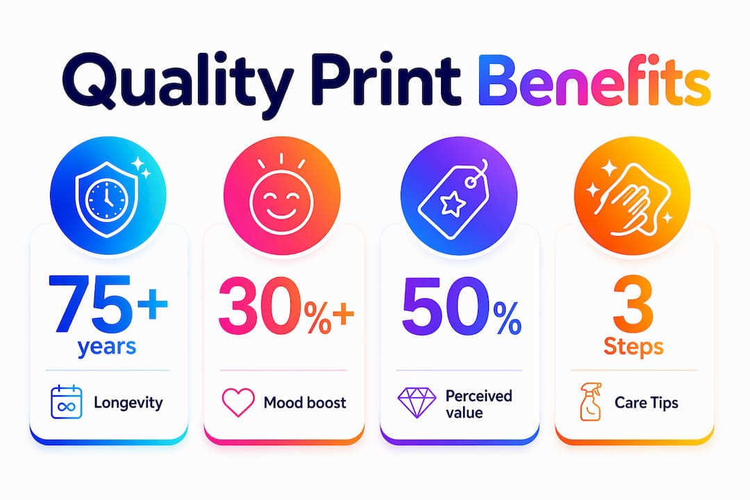 Infographic showing benefits of quality prints in home