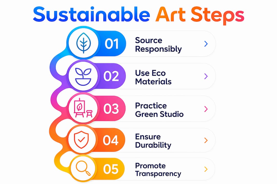 Infographic illustrating five key sustainable art steps