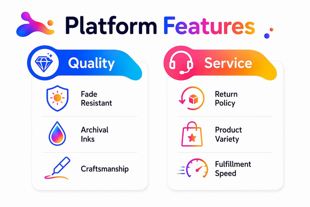 Infographic comparing wall art platform features