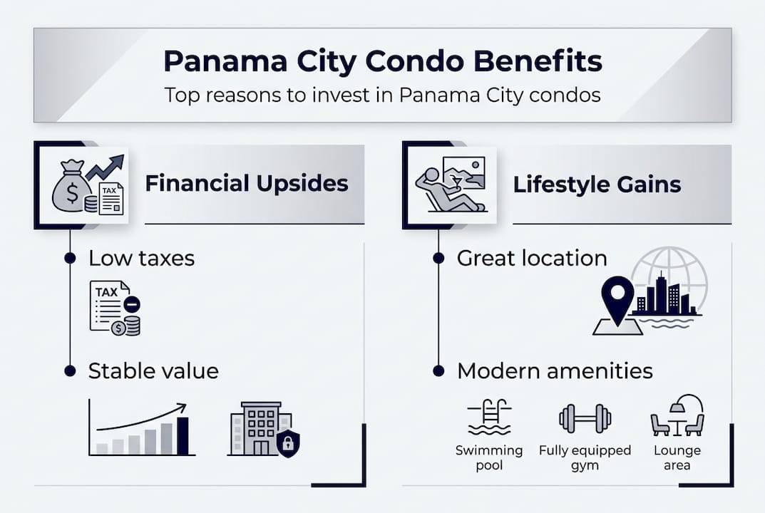 Infographic showing condo benefits and advantages