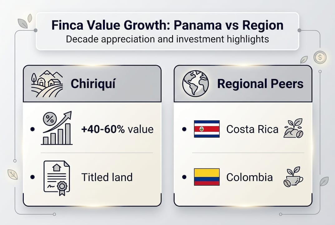 Infographic comparing finca value growth in Panama