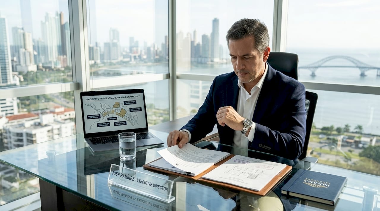 Investor reviewing elite Panama property papers