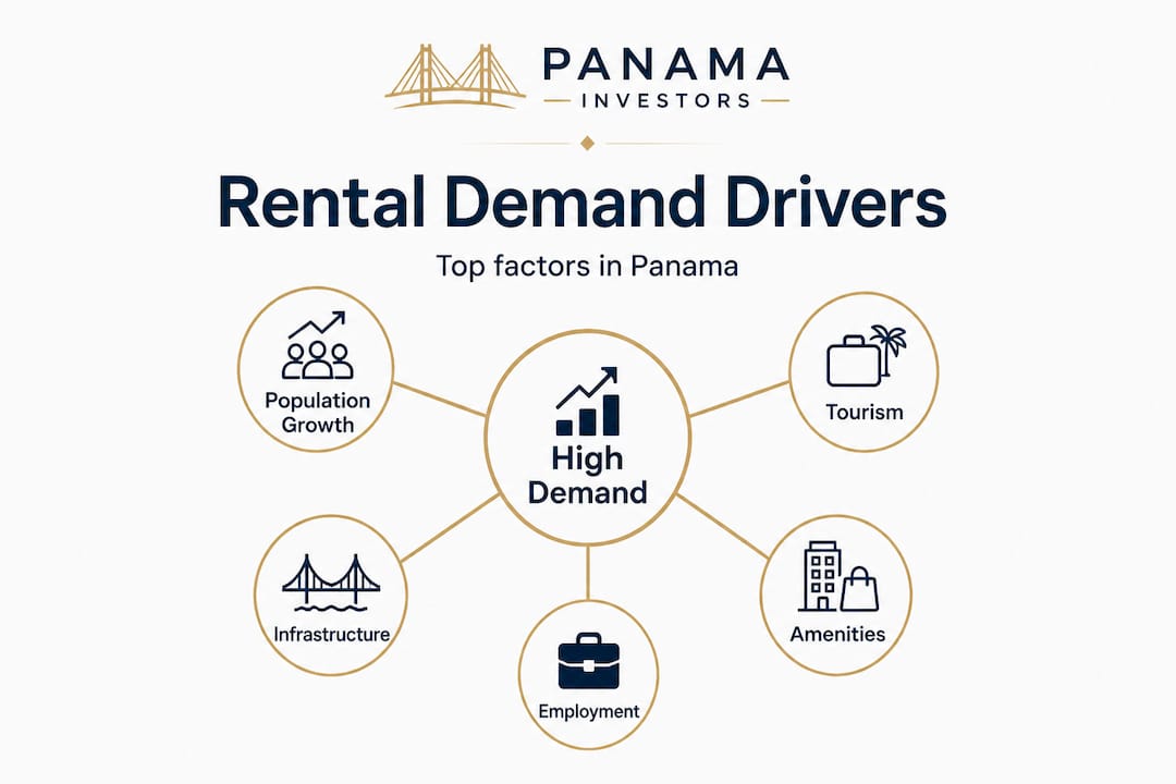 Infographic of main drivers of Panama rental demand