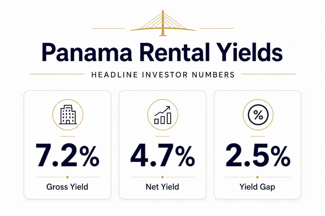 Infographic with Panama gross, net, and yield gap stats